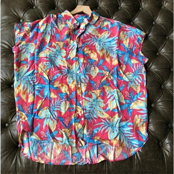 New J Mclaughlin Alondra Blouse Mini Norwich Leaves button
down collared top - Picture 6 of 10